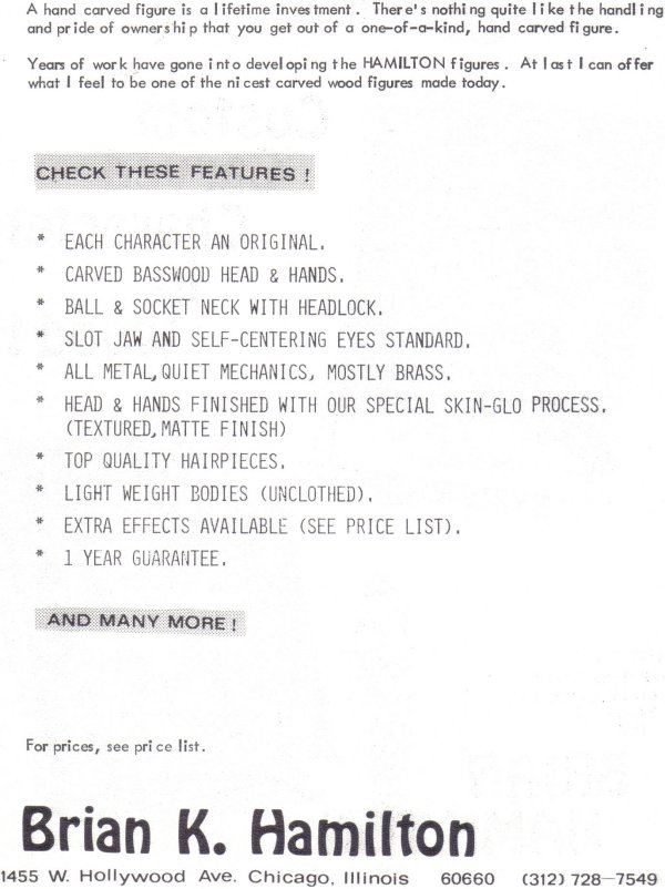 Hamilton catalog, a ventriloquist figure attributed to Brian Hamilton