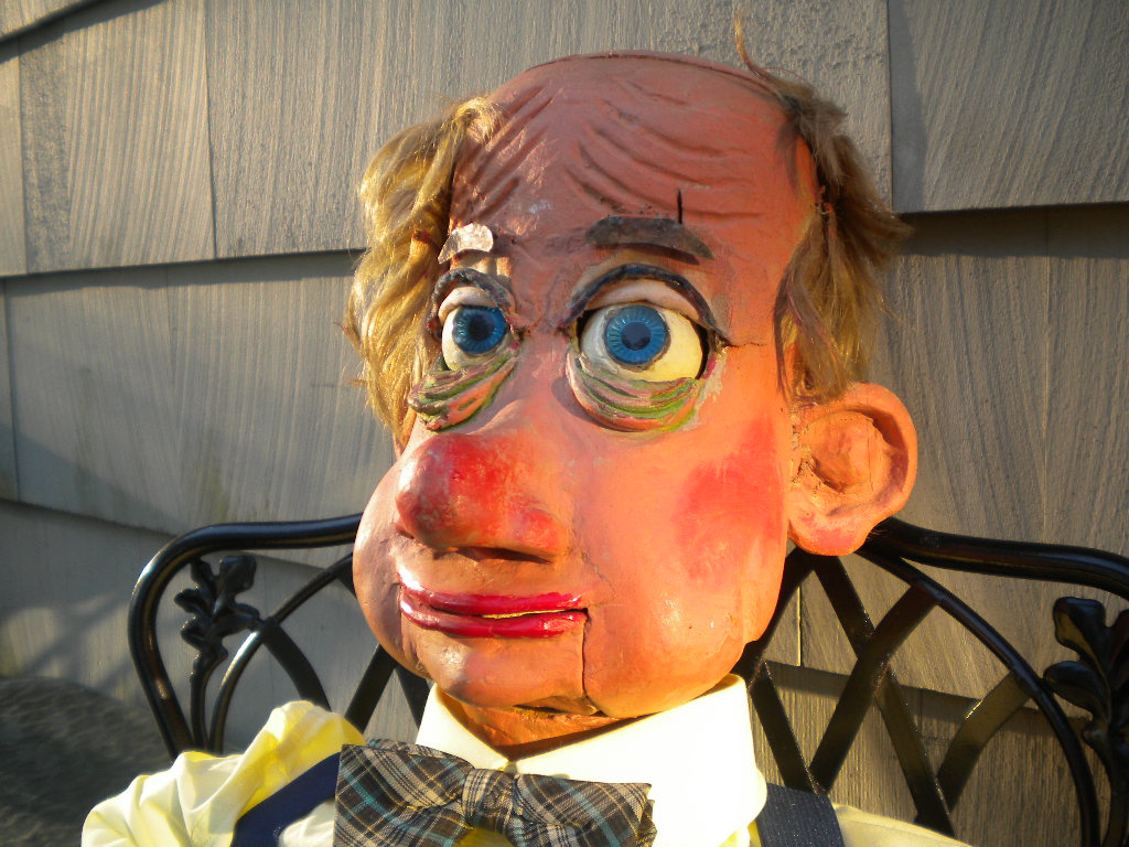 Carved, a ventriloquist figure attributed to Lou Dupont