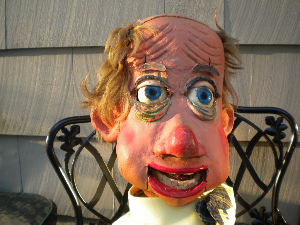 Carved, a ventriloquist figure attributed to Lou Dupont
