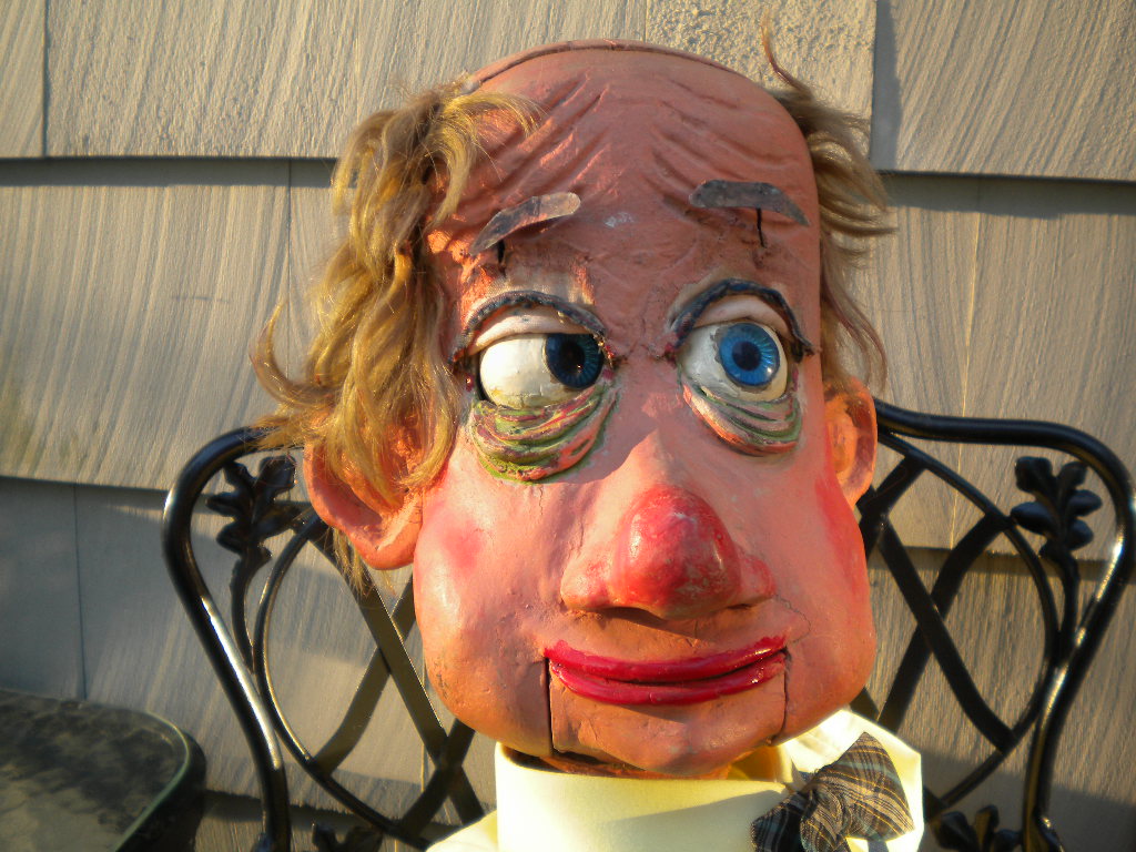 Carved, a ventriloquist figure attributed to Lou Dupont