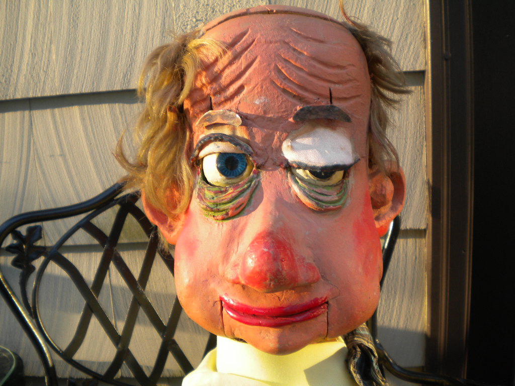 Carved, a ventriloquist figure attributed to Lou Dupont