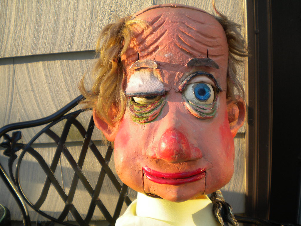 Carved, a ventriloquist figure attributed to Lou Dupont