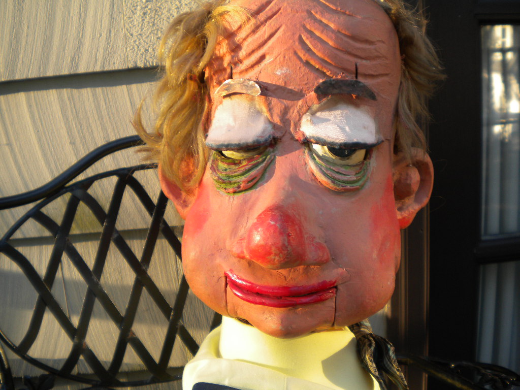 Carved, a ventriloquist figure attributed to Lou Dupont