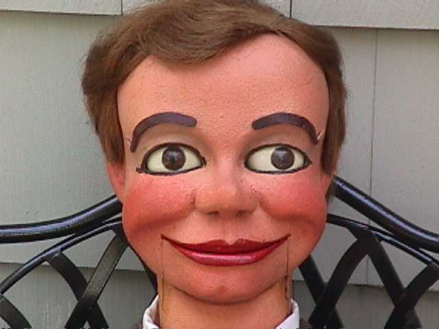Jim Jedry and Little Eddie Kelly, a ventriloquist figure attributed to Frank Marshall