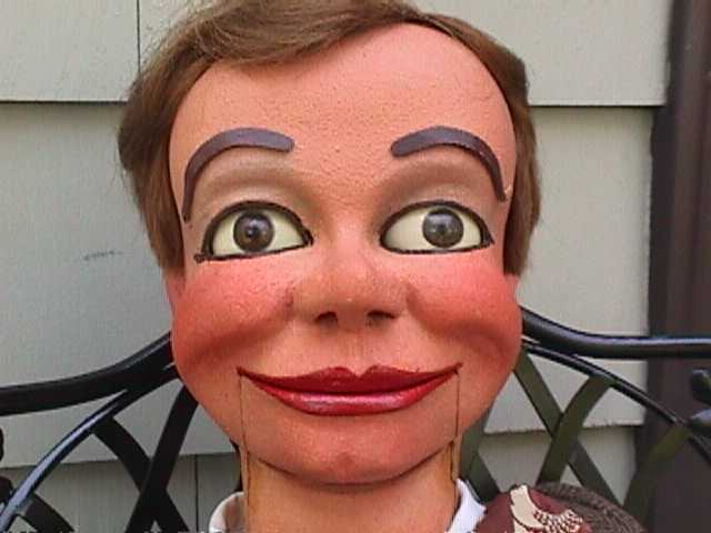 Jim Jedry and Little Eddie Kelly, a ventriloquist figure attributed to Frank Marshall