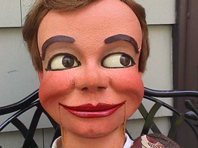 Jim Jedry and Little Eddie Kelly, a ventriloquist figure attributed to Frank Marshall