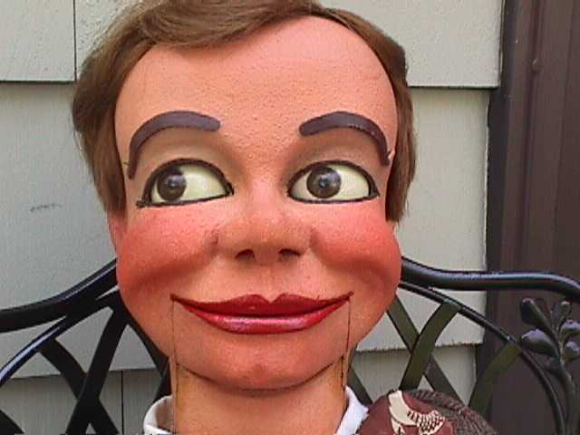 Jim Jedry and Little Eddie Kelly, a ventriloquist figure attributed to Frank Marshall