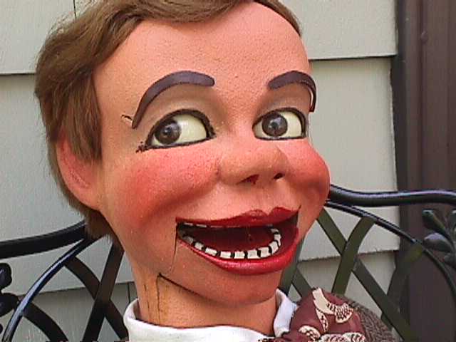 Jim Jedry and Little Eddie Kelly, a ventriloquist figure attributed to Frank Marshall