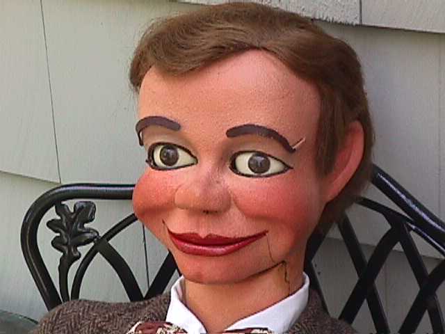 Jim Jedry and Little Eddie Kelly, a ventriloquist figure attributed to Frank Marshall