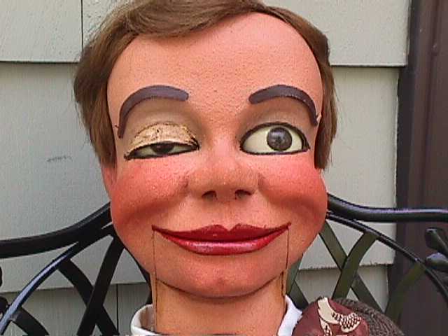 Jim Jedry and Little Eddie Kelly, a ventriloquist figure attributed to Frank Marshall