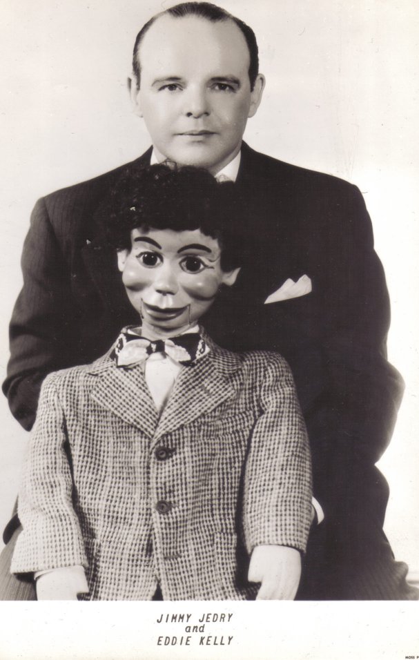 Jim Jedry and Little Eddie Kelly, a ventriloquist figure attributed to Frank Marshall