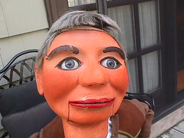 Dan Price with Theodore, Barney and Dudley, a ventriloquist figure attributed to Frank Marshall