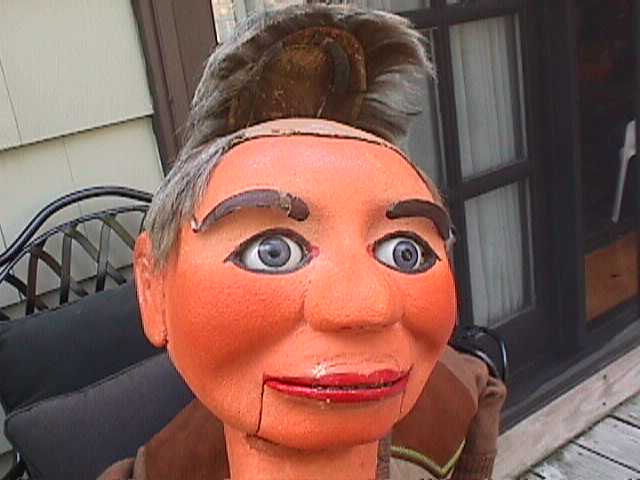 Dan Price with Theodore, Barney and Dudley, a ventriloquist figure attributed to Frank Marshall