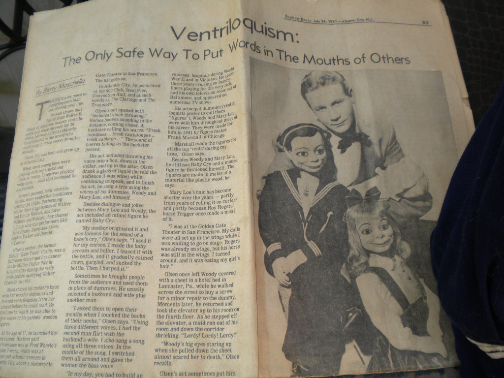 Woody As Used by Walter Olsen, a ventriloquist figure attributed to Frank Marshall