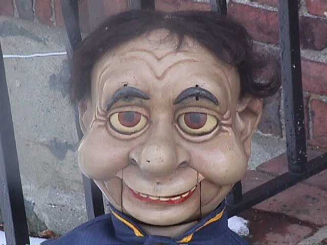Floyd Bradbury and Wally 1965, a ventriloquist figure attributed to George & Glenn McElroy