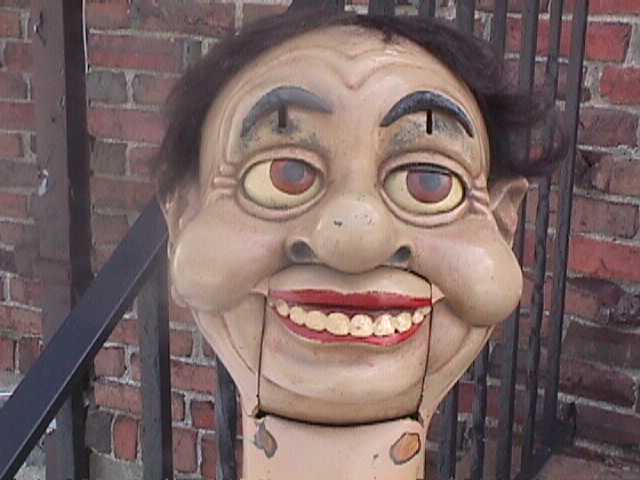 Floyd Bradbury and Wally 1965, a ventriloquist figure attributed to George & Glenn McElroy